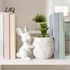 Desktop Ornament Planter 3D Printed Bunny Hugging Succulents Planter, Cute Rabbit Flower Pot with Embossed Small Green Plant Floral Body, Mini