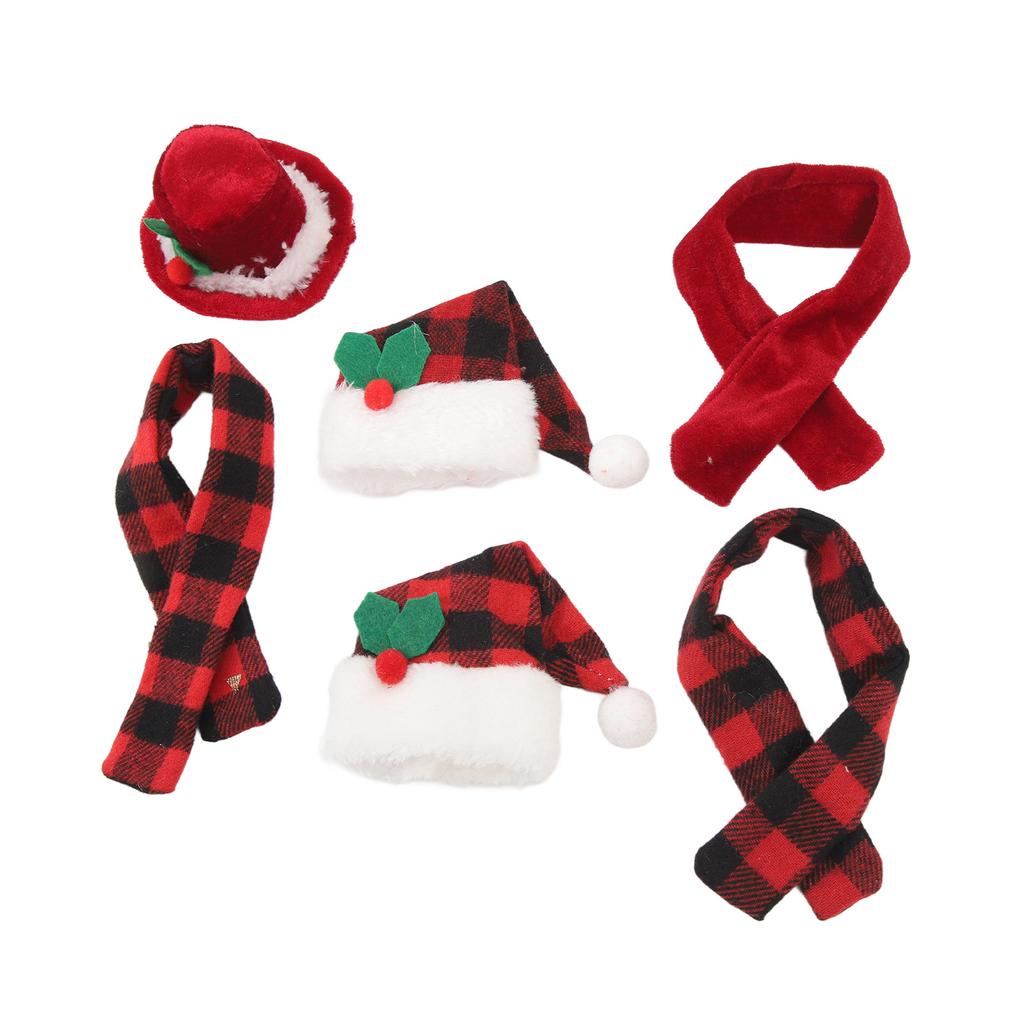 Christmas Wine Bottle Knit Hat Scarf Set Small Nylon Cotton Washable Reusable Santa Christmas Gift Decoration for Party