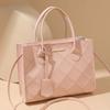 Handheld Casual Bag - Embroidered Diamond Pattern Tote Bag - Personalized Woven Handbag