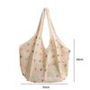 Casual Boho Crochet Beach Tote Bag Hollow with Colored Beads Knitted Bag Handmade Large Capacity Tote Bag