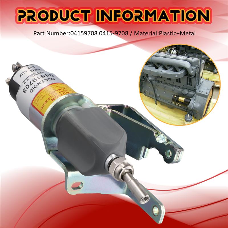 Authentic 12V Shutoff Solenoid 04159708 0415-9708 For Deutz Engine BF4L913 BF6L913 F3L913 F3L912 F4L912 F5L912 F6L912