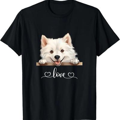 Cute Dog Graphic Love Puppy American Eskimo Dog T-Shirt