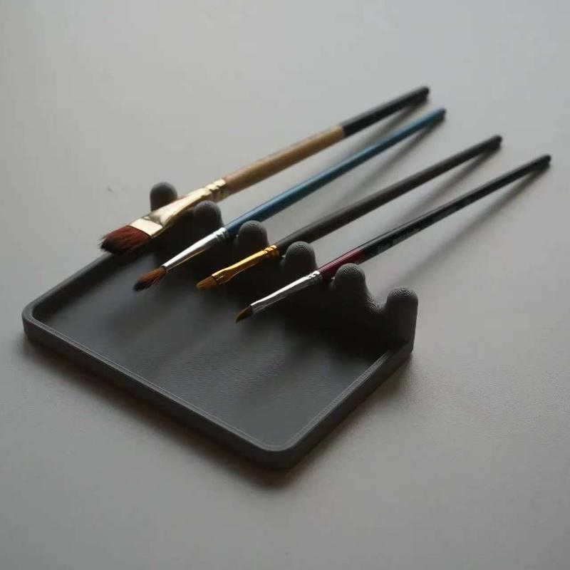 3D 5 Slots Paint Brush Holder With Drip Tray Portable Water Coloring Brushes Organizer Desktop Brush Holders