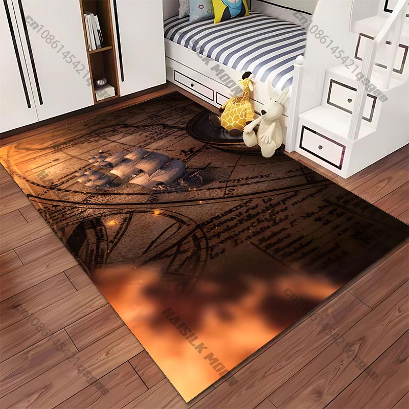 Exploration navigation ships old map carpet Yoga living room room decor children's crawling mat doormat area rug games mat