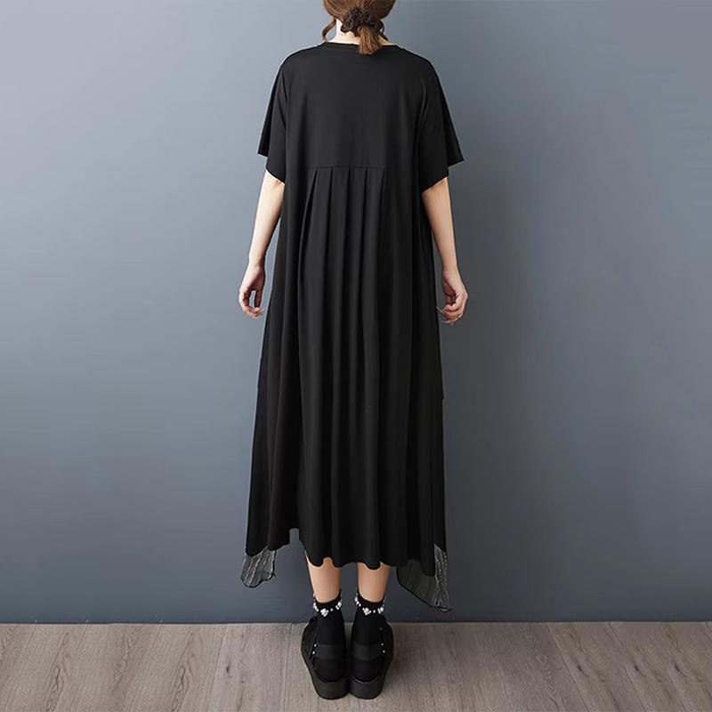 XITAO Patchwork Asymmetrical Black Dress ZMY1385