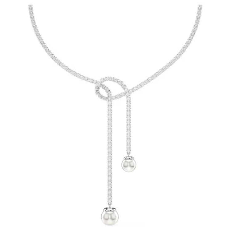 

Swarovski Matrix Y-Shaped Imitation Crystal Pearl Pendant Necklace Women necklace Silver 5692416 Box (Random Color)