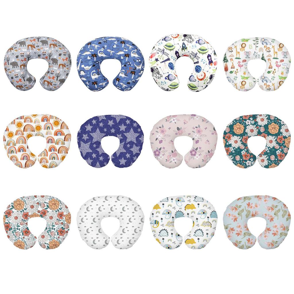 Soft and Breathable U Shaped Nursing Pillow Cover Cartoon Print Pillow Case Breastfeeding Pillow Slipcover Protectors