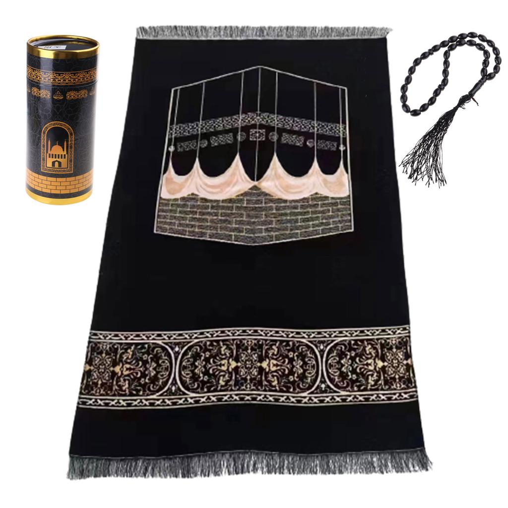 Worship Mat Portable Pocket Sized Prayer Mat Prayer Rug Lightweight Travel Blanket with Rosary Beads In Gift Box