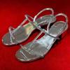 Fashion Silver Rhinestone Narrow Band Heeled Sandals Women Sexy Open Toe Chunky Designer Shoes Elegant Party Dress Shoes Sandalias Mujer