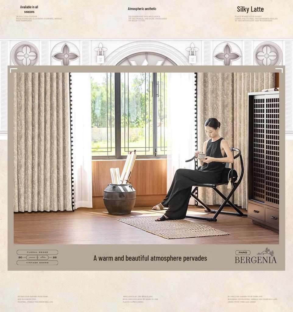 Xiaohongshu Downton Abbey Chenille Jacquard Floral Curtains for Living Room/Bedroom