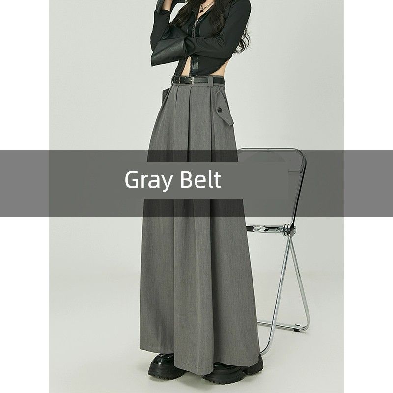 

Gray Spring, Summer, Autumn Stylish Large Swing Suit Skirt Grey L