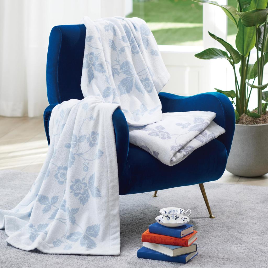 Nishikawa Wedgwood Imabari Towel Blanket, Single, Washable, 100% Organic Cotton, Strawberry Ink Blue, Soft, Made in Japan, Gray, FR05100600
