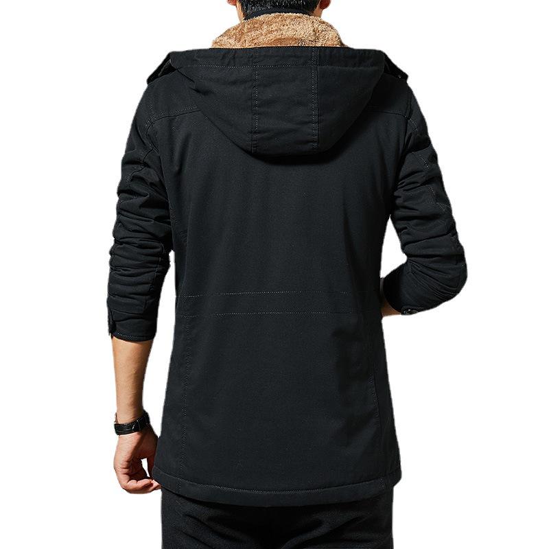 Men's Fleece Lined Windbreaker: Washed Cotton, Korean Style, Plus Size, Autumn/Winter 2022