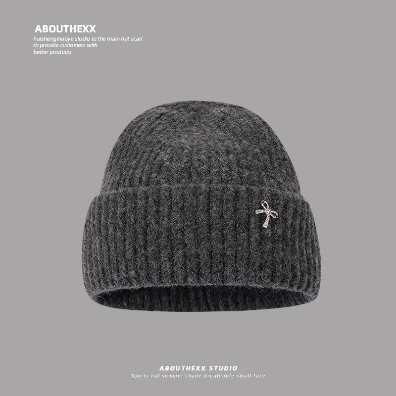 

Women s Hat with Big Head and Face In Autumn and Winter Small Wool Hat with Versatile Warm Ear Protection Cold Hat Korean Bow Knit Hat M（56-58cm）