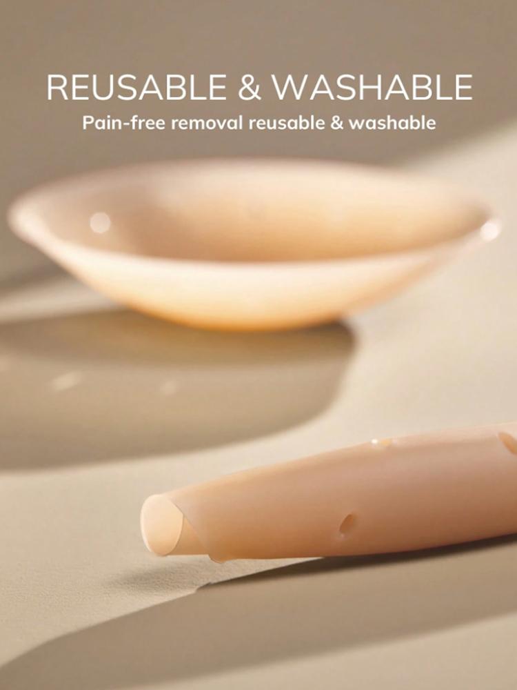 2 STÜCK Atmungsaktive Klebrige Silikon-Brustwarzenabdeckungen Kabelloser BH Unsichtbare Unterwäsche Bikini Spezielle Anti-Expositions-Pads Atmungsaktiver Kleber