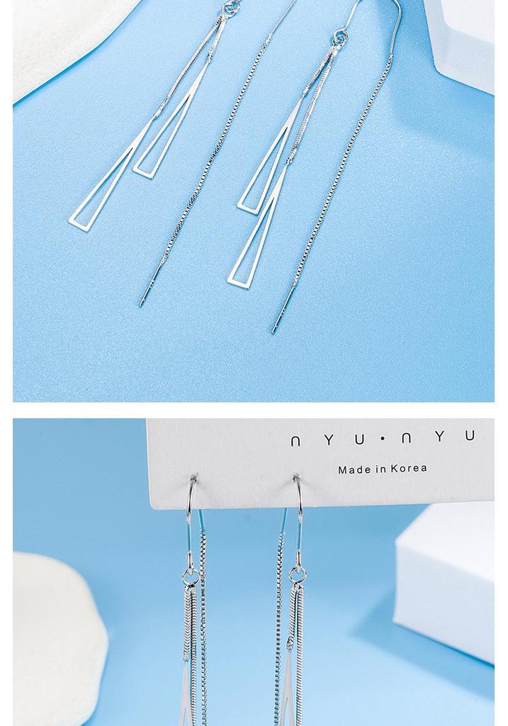 Elegant Korean Style Geometric Triangle Tassel Ear Cuffs for Women - 2022 Trendy Long Layered Earrings