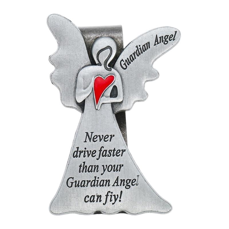 Car Visors Clips Metal Angel Safety Charm Decoration Inspirational Travel Protection Angel Clip Car Accessory