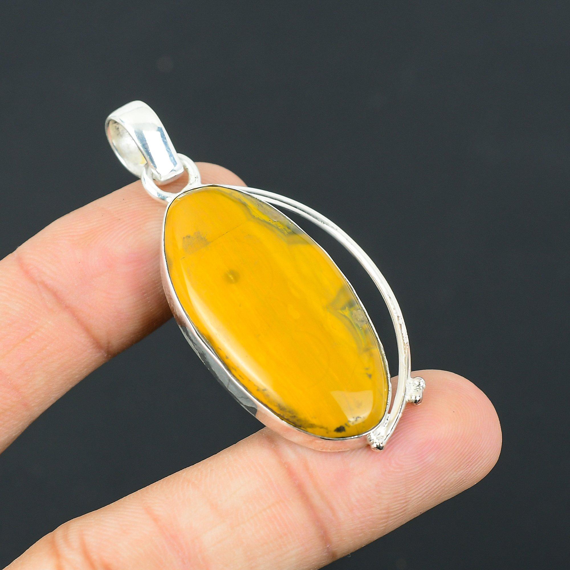 Friendship Day Deal 925 Silver Oval Natural Ocean Jasper Sister Trendy Pendant