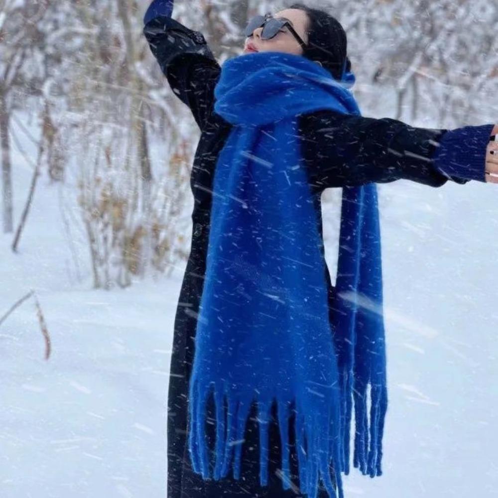 Tassel Winter Cashmere Scarves Mohair Long Shawl Classic Wool Scarf  Student