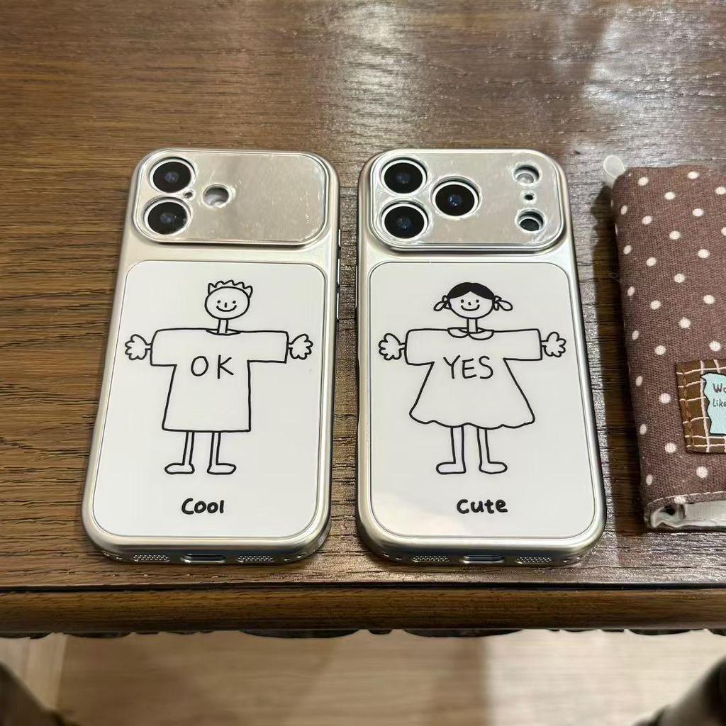Drawing Couple Boy & Girl iPhone 17/16/15/14 Pro Max Compatible Drop-Proof Phone Case