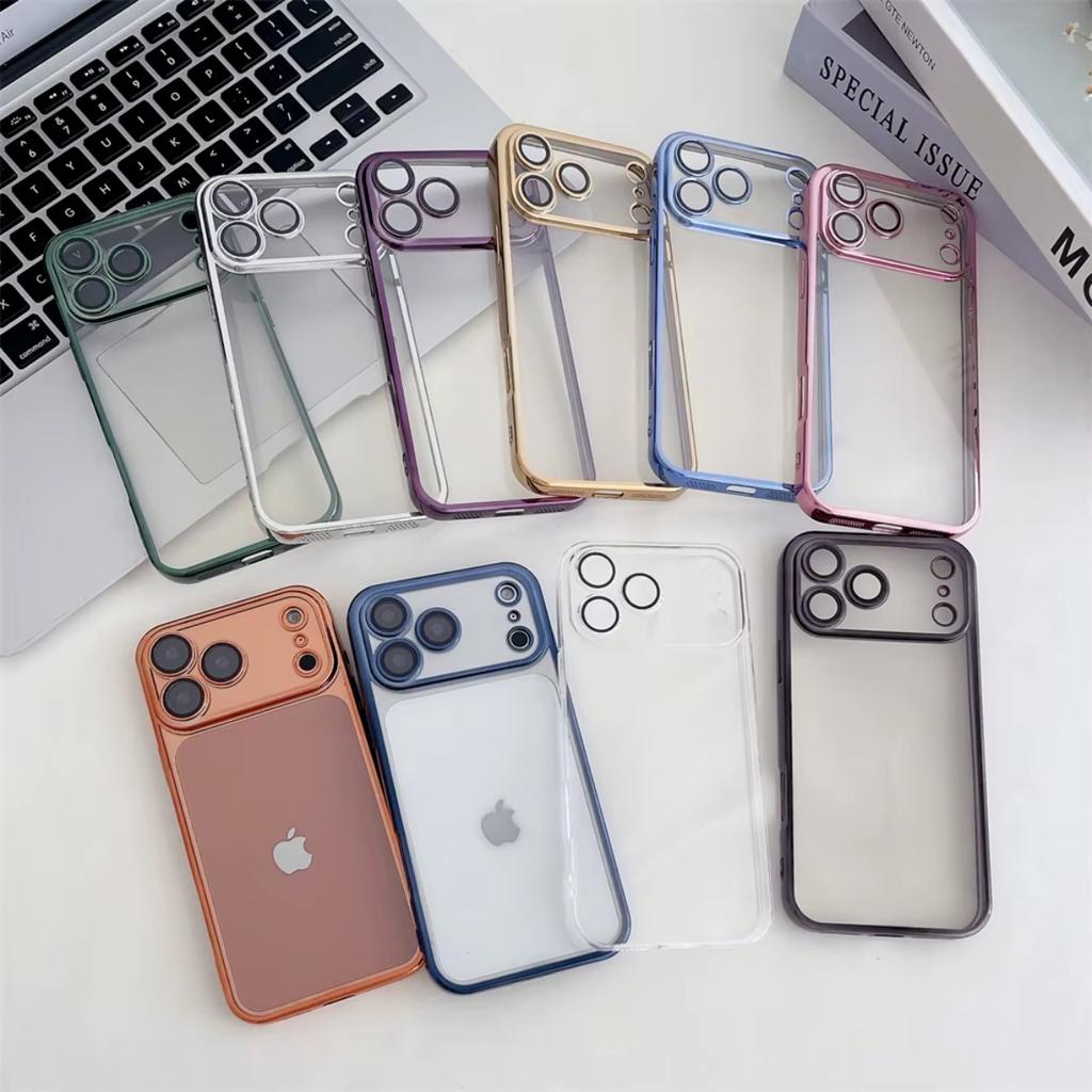 Gjennomsiktig Galvanisert Telefondeksel For iPhone 17 Air 16 15 Plus 14 Pro Max 13 12 Mini Mykt TPU-deksel med Beskyttelsesfilm for Linse