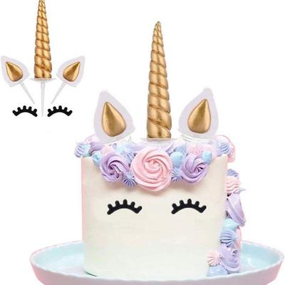 Unicorn Cake Topper, Ears and Eyelashes Party Cake Decoration