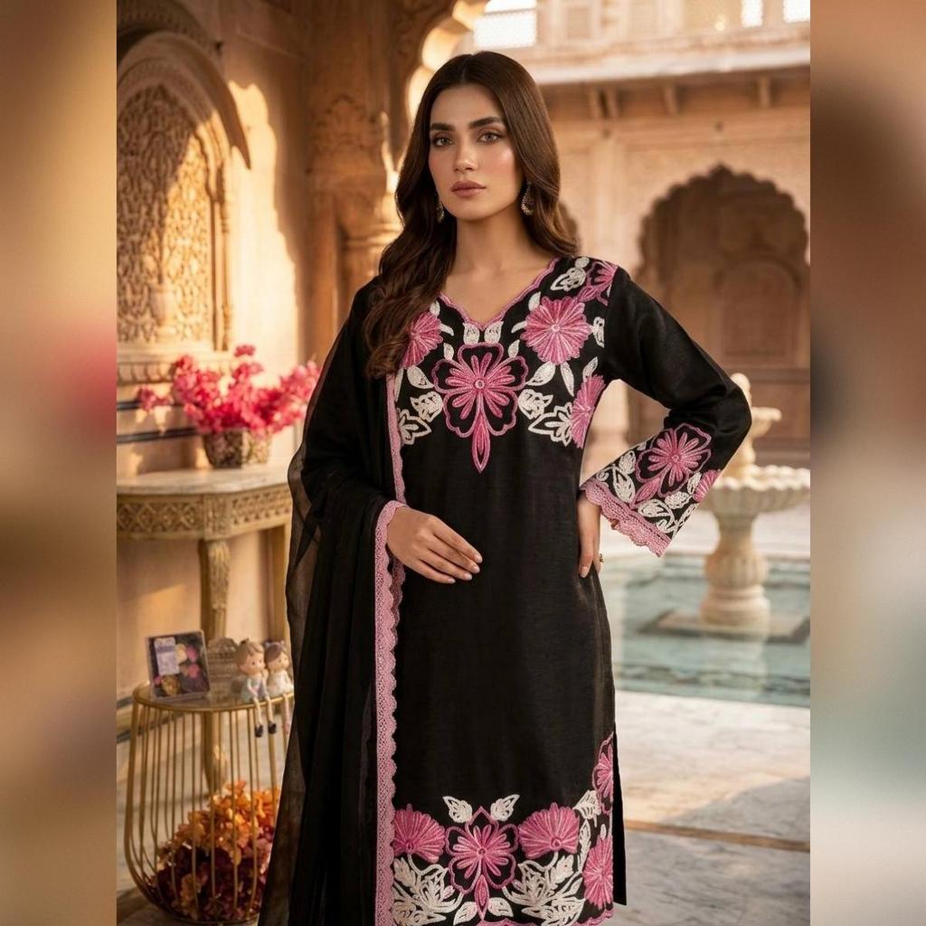 *Launching New  Đěsigner Party Wear Look Pur Glass Satin Top & Farshi Palazzo With Dupatta set*