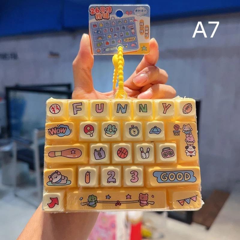 Mini Keyboard Keychain 26 Grids Creative Sea View Pendant Funny Decor for Key Ring Children's Day Gift