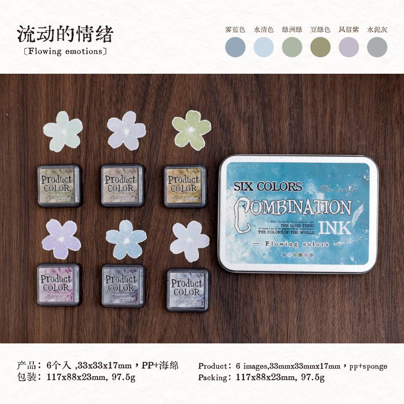 Colorful Ink Pads Set - 6 Vibrant Colors for Stamping, DIY Journal & Scrapbook Decoration (Non-Toxic)