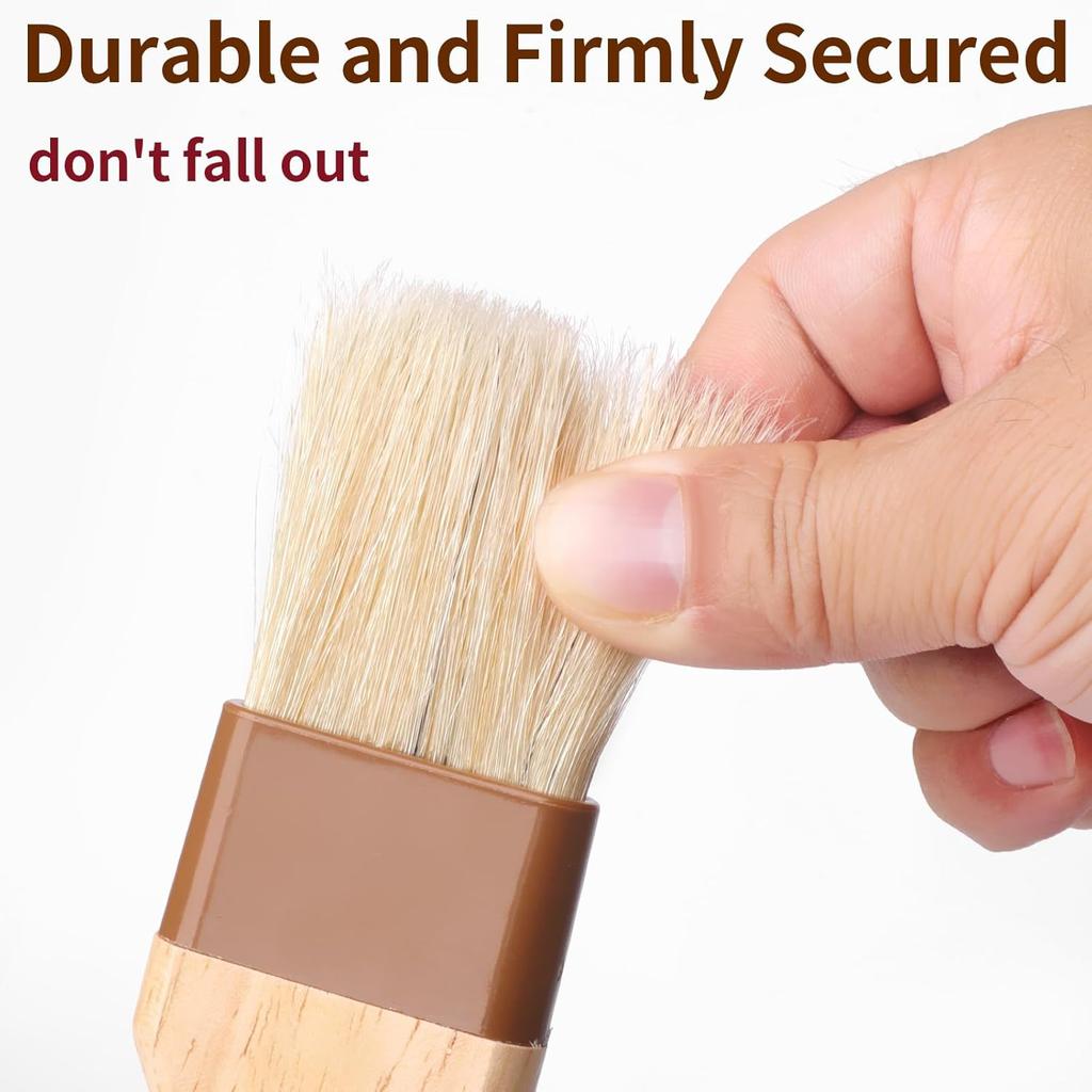 3 Pcs Pastry Brush, Natural Bristle Basting Brush, Cooking Brush, Food Brush, Butter Brush, Baster Brush, BBQ Brushes for Sauce, Kitchen Baking