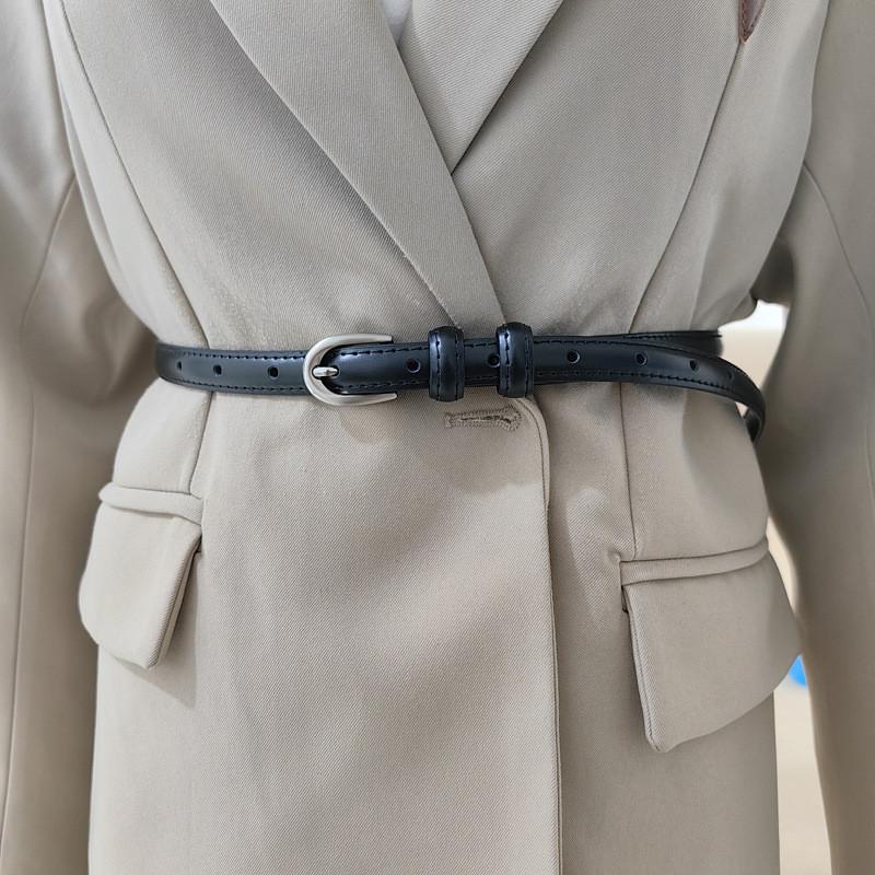 Minimalist Genuine Leather Belt With Alloy Pin Buckle For Jeans Styling