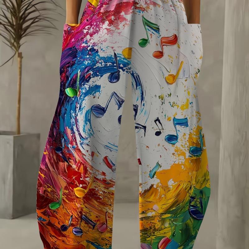 Women's Standard Size Fashion Trendy 3D printing oom Print Wide-Leg Pants,Comfortable and Suitable for All Seasons