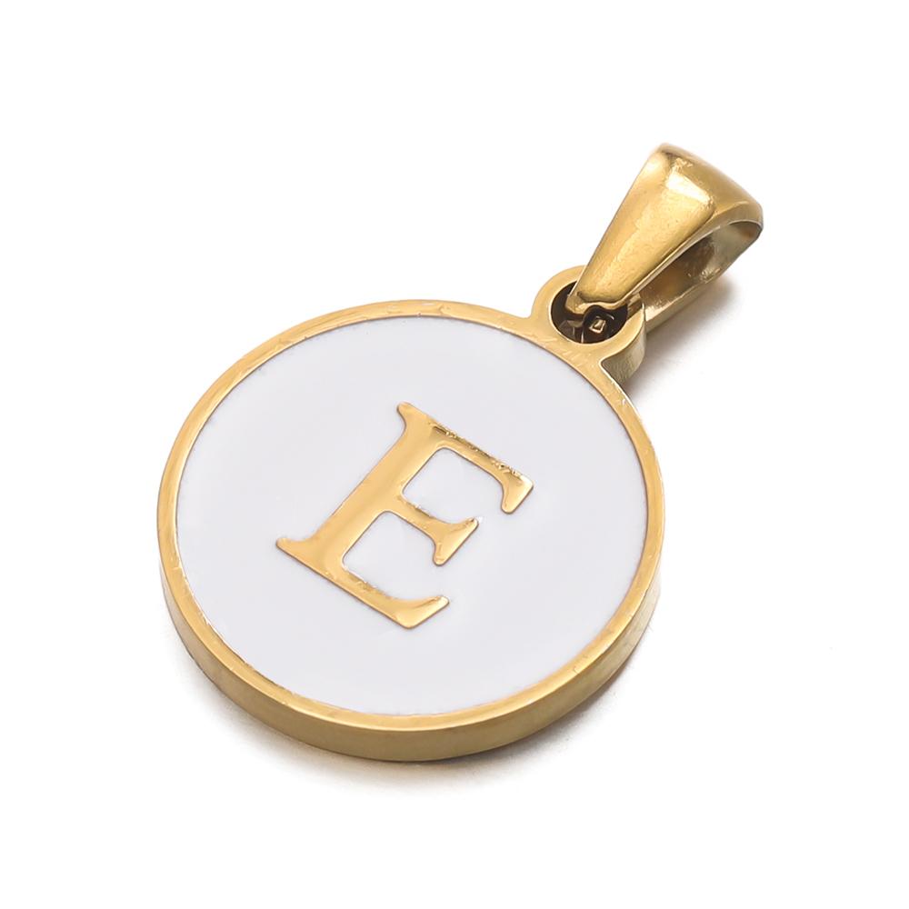 1pcs/pack Stainless Steel 26 Alphabet A-Z Letters Round White Pendants For DIY Bracelet Necklace Jewelry Making Accessories