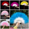 Large Turkey Feather Hand Fan Colorful Show Dance Fan Fashion Handheld Feather Fan  Home Decoration