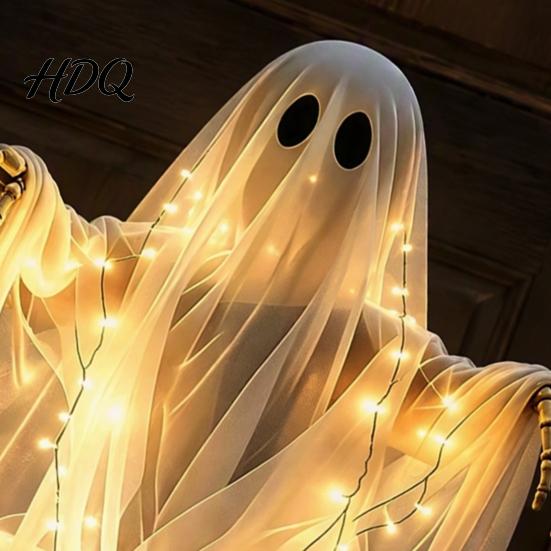 Outdoor Holiday Lawn Accents Halloween Swirling Ghost Pumpkin Yard Lamp Lighted Spooky Front Porch