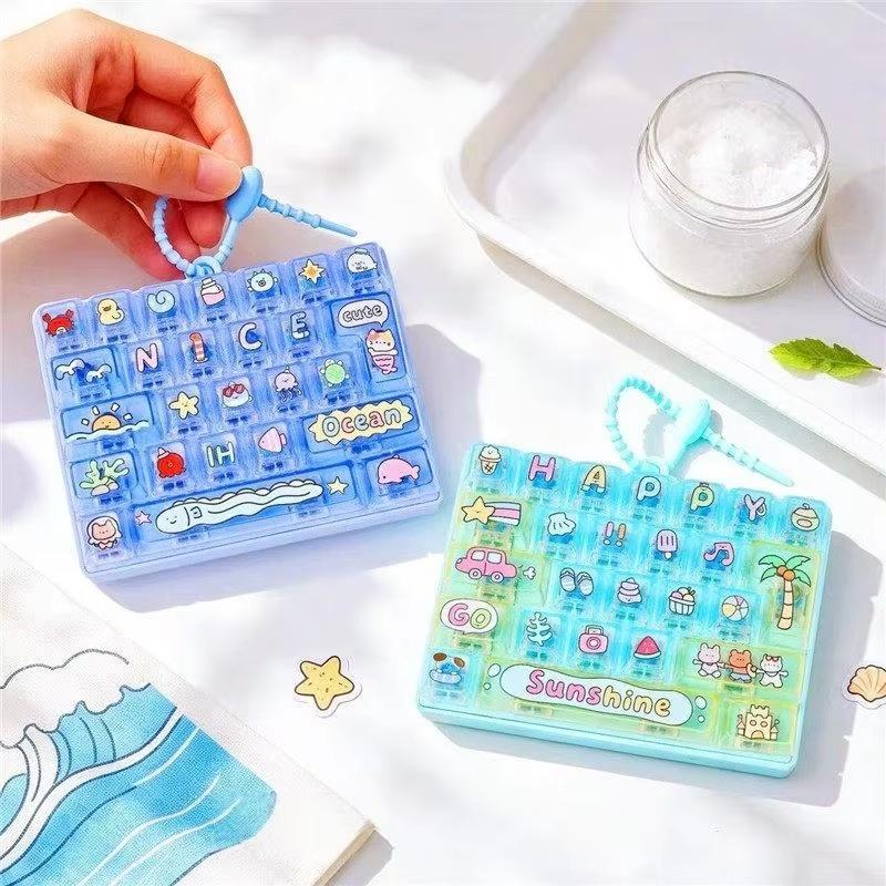1/2Pcs 26 Key Press Button Stress Relief Toy Cute Portable Decompression Fidget Gadget Lightweight Bag Ornament for Outdoor Use