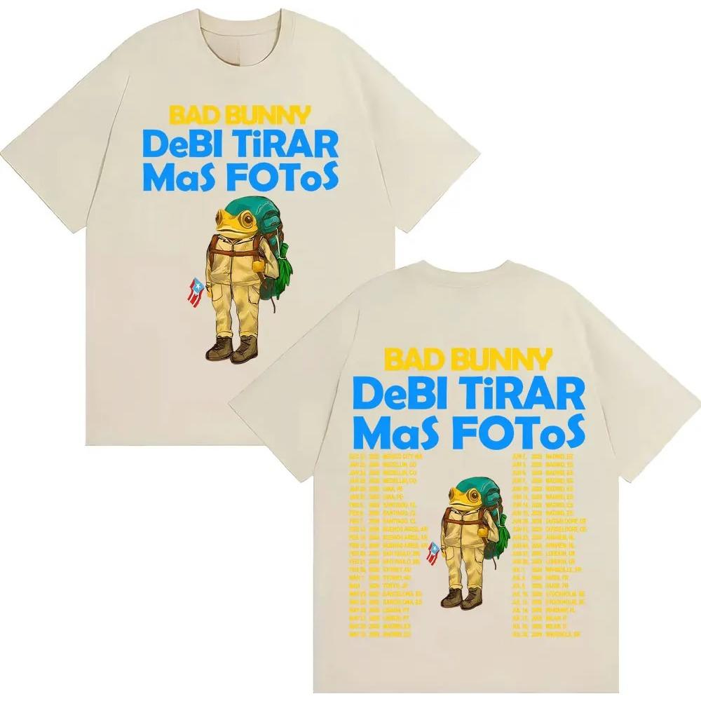 Rapper Bad Bunny Debi Tirar Mas Fotos DTMF Album T-Shirts Herren Damen Vintage Cartoon Mode Kurzarm T-Shirt