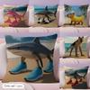 Funny Shark Dog Pig Meme Cushion Cover Natural Linen Organic Fabric DoubleSided Printing Sofa Home Decor Gift Pillow Case