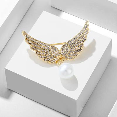 Brosche Liebe Engelsflügel Weiblich Anti-Licht Voll Diamant Vier Jahreszeiten Vielseitiger Anstecker Nischendesign Accessoires