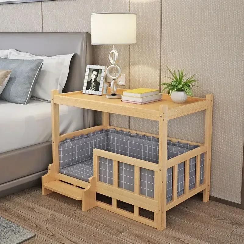 Simple Wooden Dog Bed Multifunctional Bedside Dog House Environmentally Friendly and Practical Pet Bed Light Luxury Dog Room