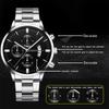 Fashion Mens Watches Luxury Silver Stainless Steel Quartz Wrist Watch Man Business Watch for Men Calendar Clock Reloj Hombre