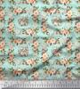 Soimoi Blue Poly Crepe Fabric Begonia & Peony Floral Print Fabric by the Yard 42 Inch