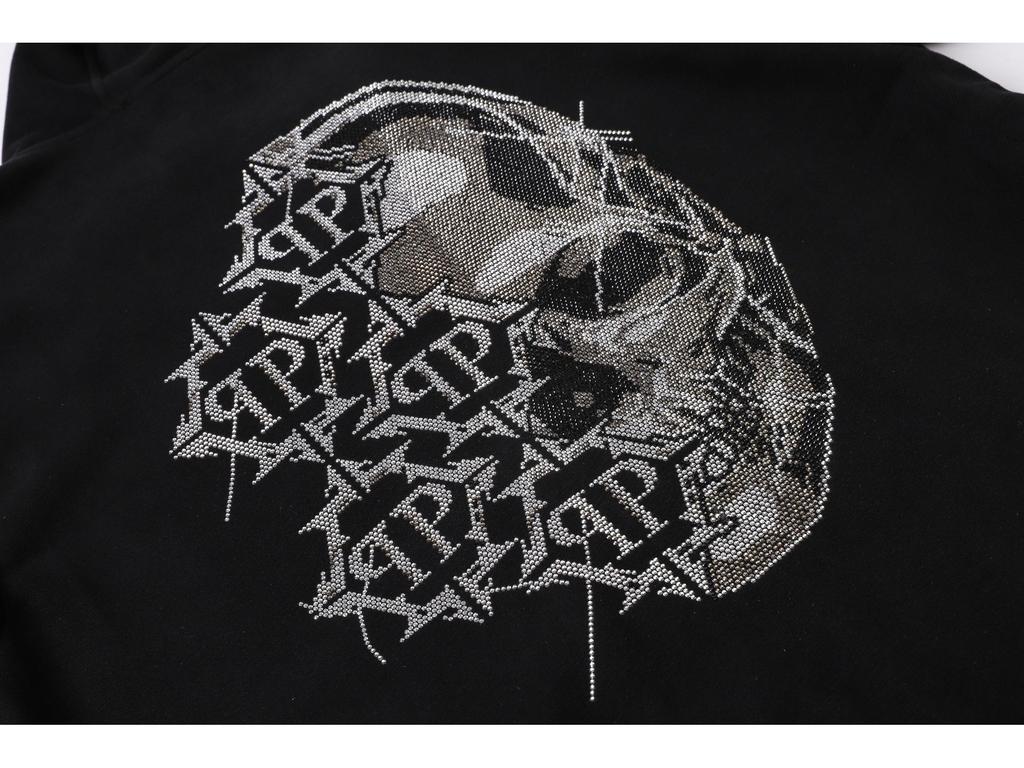 Philipp Plein Men's Rhinestone Skull Hooded Jacket - European & American Street Fashion