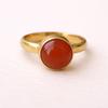 Red Carnelian Round Gemstone Ring, 925 Sterling Silver Ring, Handmade Minimalist Gold Fill Jewelry, Promise Ring