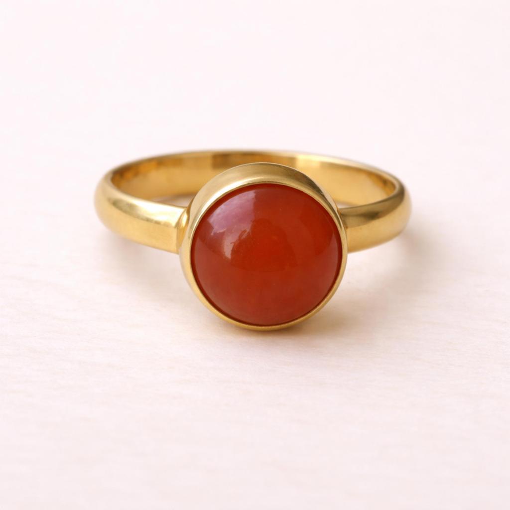 Red Carnelian Round Gemstone Ring, 925 Sterling Silver Ring, Handmade Minimalist Gold Fill Jewelry, Promise Ring