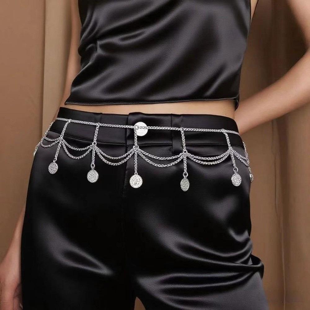 Zinc Zinc Alloy Belly Belt Adjustable Waist Decorative Chain Fashion Metal Coin Waist Chain Women Ladies