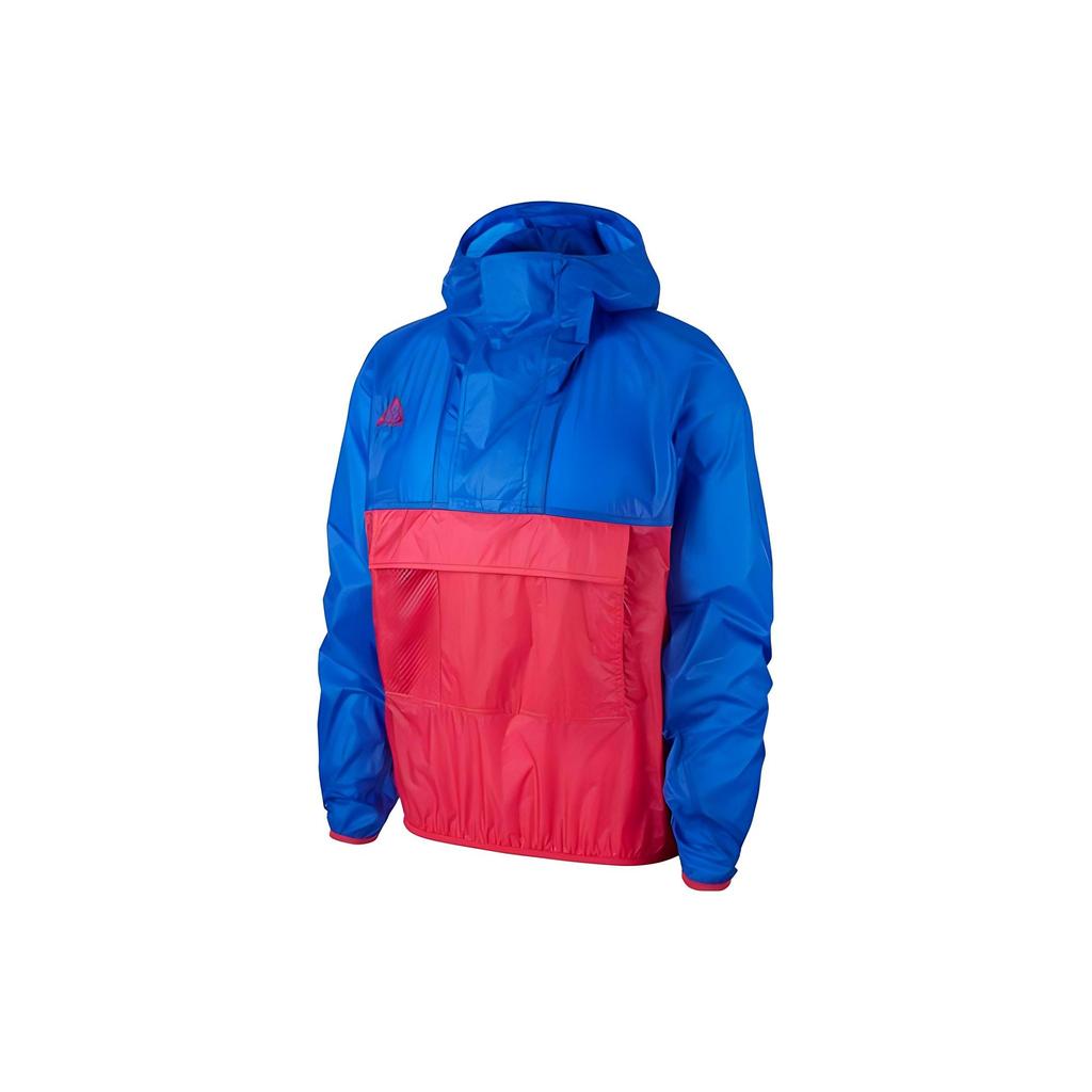 Nike Half-Zip Color-Block Sports Hooded Jacket Men Outerwear Red Blue CD7635-405
