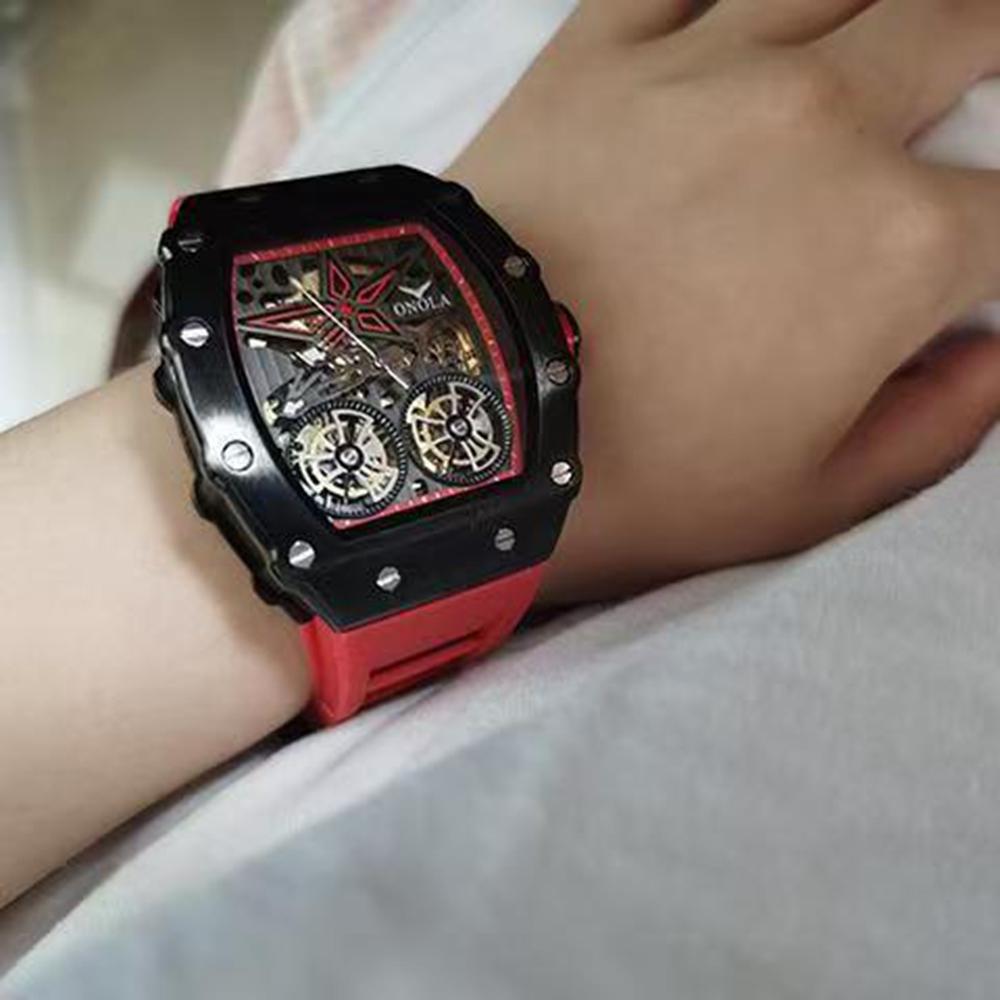 ONOLA New Fashion Mechanical Watch Flywheel Hollow Automatic Mechanical Men's Waterproof Watch
