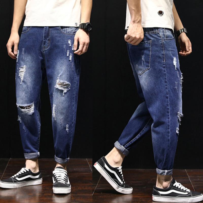 MILL MALL Zomer Gebroken Gat Negen Jeans Mannen Losse Casual Broek Mannen Dunne Tij Broek Rechte Broek Harlan Broek 40