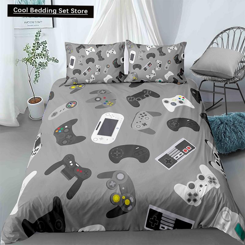 Boys Gamer Bedding Set Cartoon Game Luxury Duvet Cover King Queen Double Comforter Cover Gaming 2/3pcs Polyester Quilt Cover